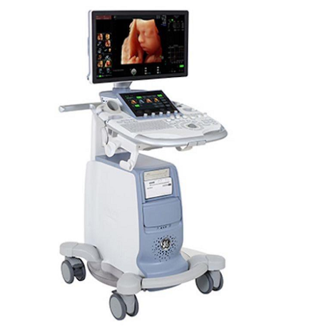 GE Voluson S10 ultrasound machine on a cart